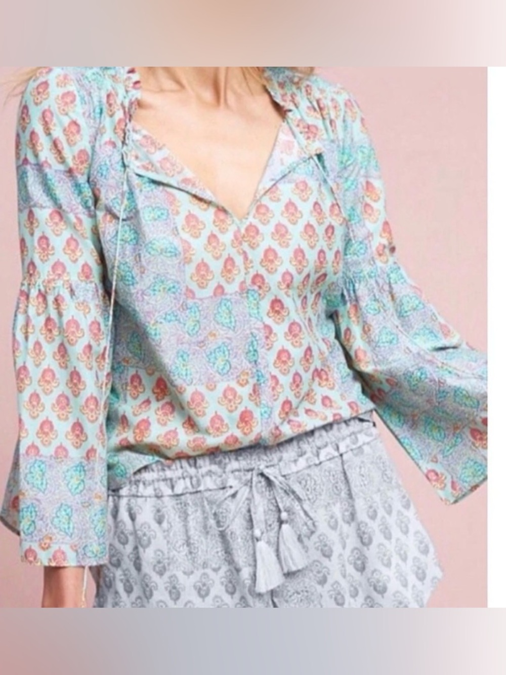 Anthropologie Paisley Bohemian 100% Cotton Top/Blouse ~ Women’s Medium ~